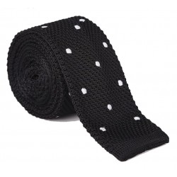 Pletená kravata MARROM - černá s puntíky