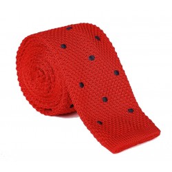 Pletená kravata MARROM - červená s puntíky