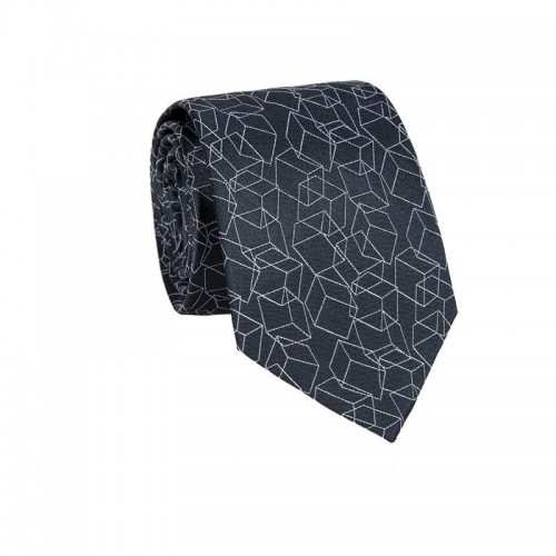 Hedvábná kravata MARROM - šedá s 3D vzorem