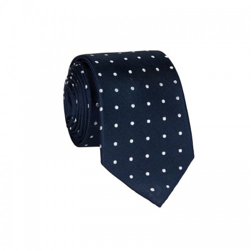 Hedvábná kravata MARROM - modrá s puntíky