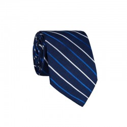Hedvábná kravata MARROM - modrá s proužky I