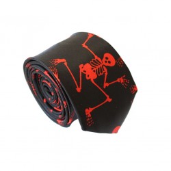 Crazy kravata - černá s červenými kostlivci