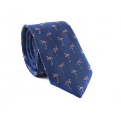 Modrá kravata MARROM - plameňáci